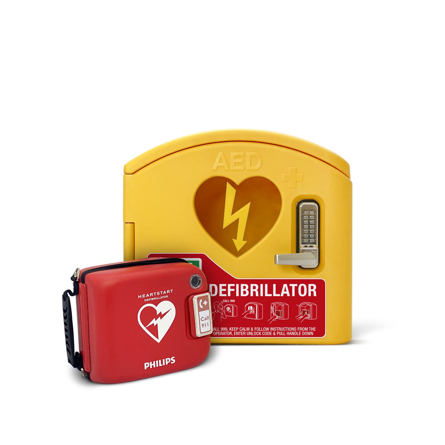 Philips HeartStart FRx Defibrillator with Carry Case & AED Protect Outdoor Locked Package